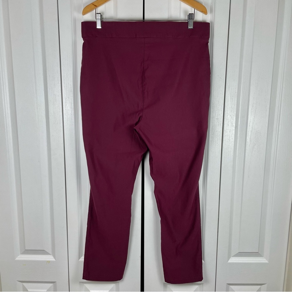 Rafaella Slim Ankle Trouser Pants Women’s 16 Burgundy Stretch Pull on Career - Picture 5 of 10